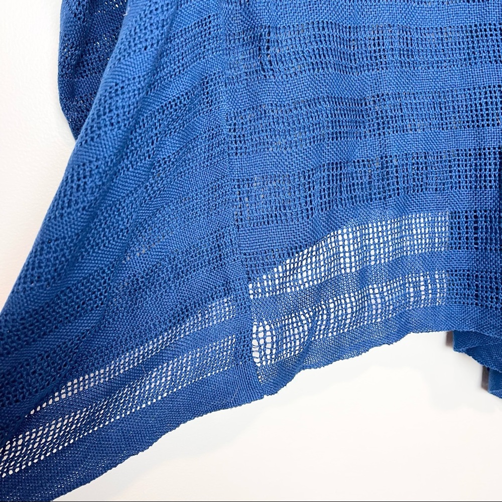 Mi Golondrina | Floral Embroidered Poncho Royal Blue Beach Coverup OS - Picture 5 of 10
